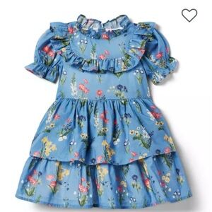 Janie and Jack Blue Floral Ruffled Tiered Dress for Kids